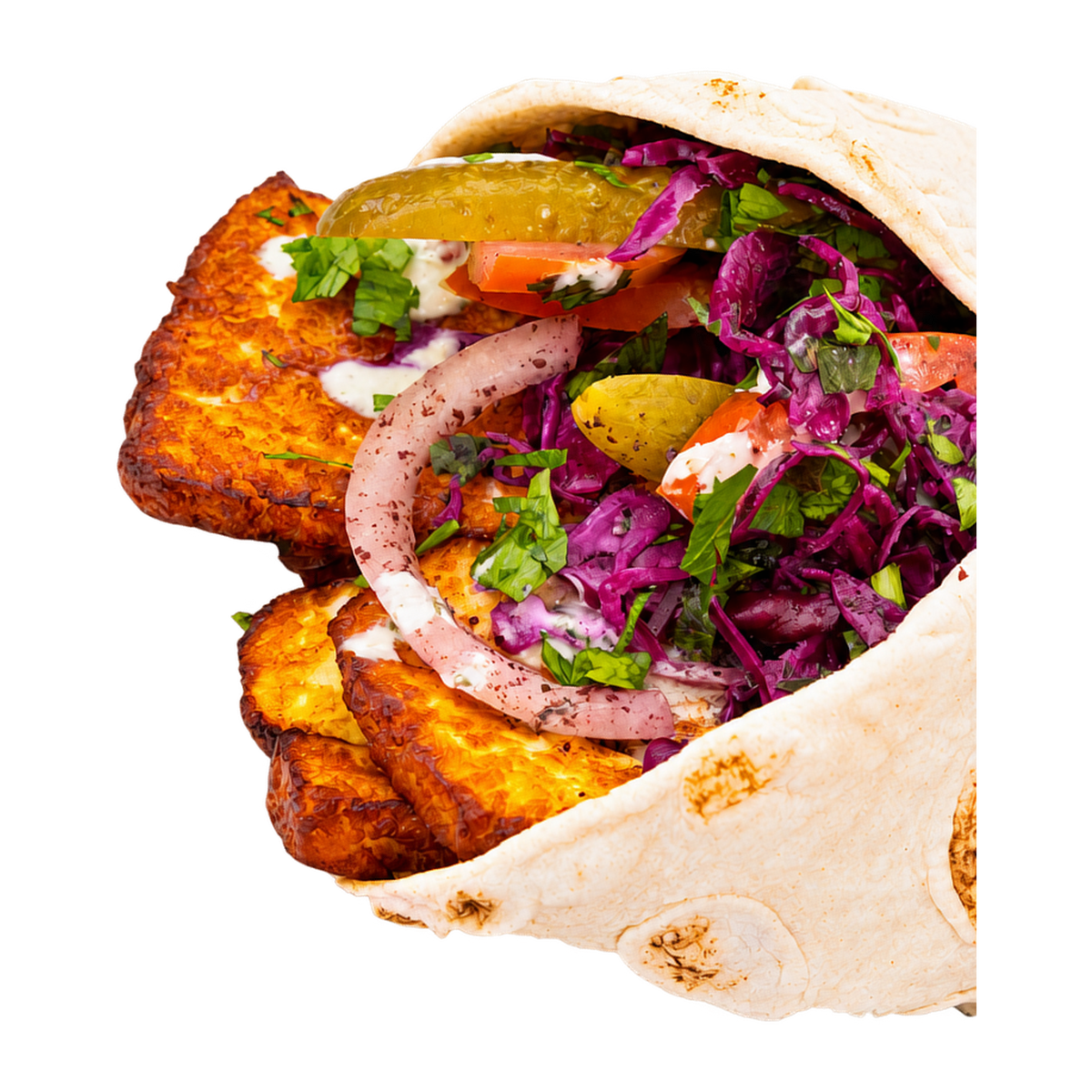 Halloumi roll med grillet halloumi, rødkål og pickles – Kubideh, Nørrebro